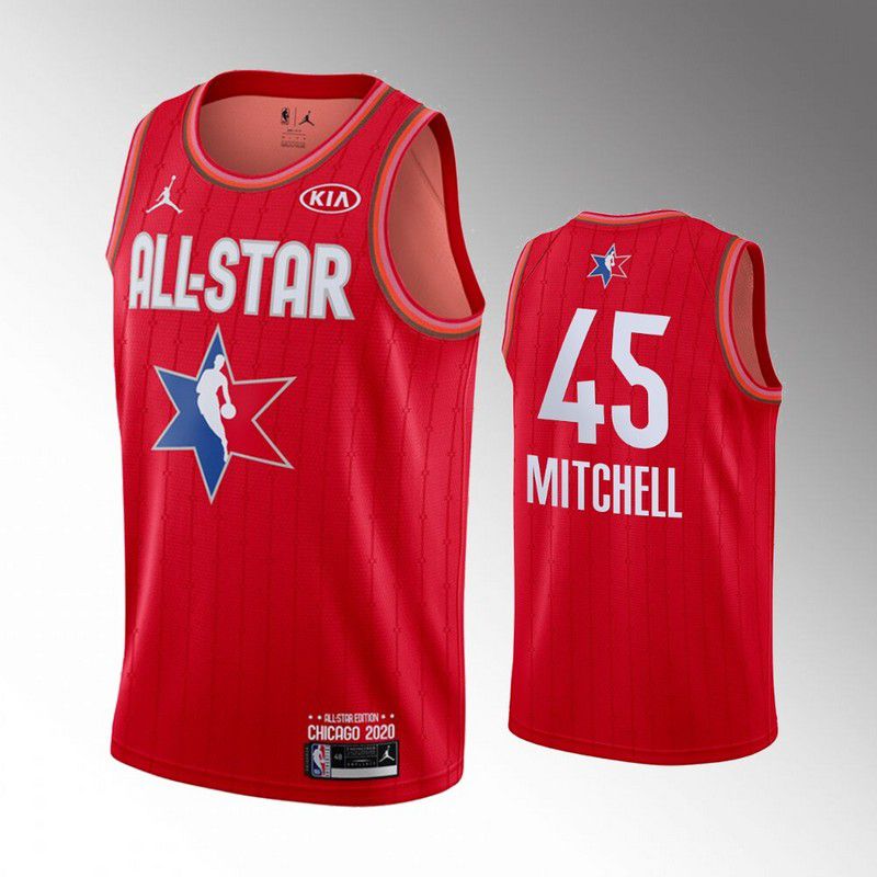 Men Utah Jazz #45 Mitchell Red 2020 All Star NBA Jerseys